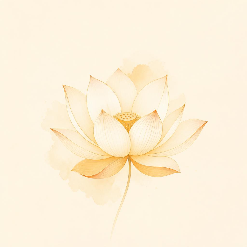 A delicate golden lotus in bloom